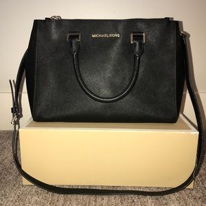 Black Michael Kors Large Leather Satchel